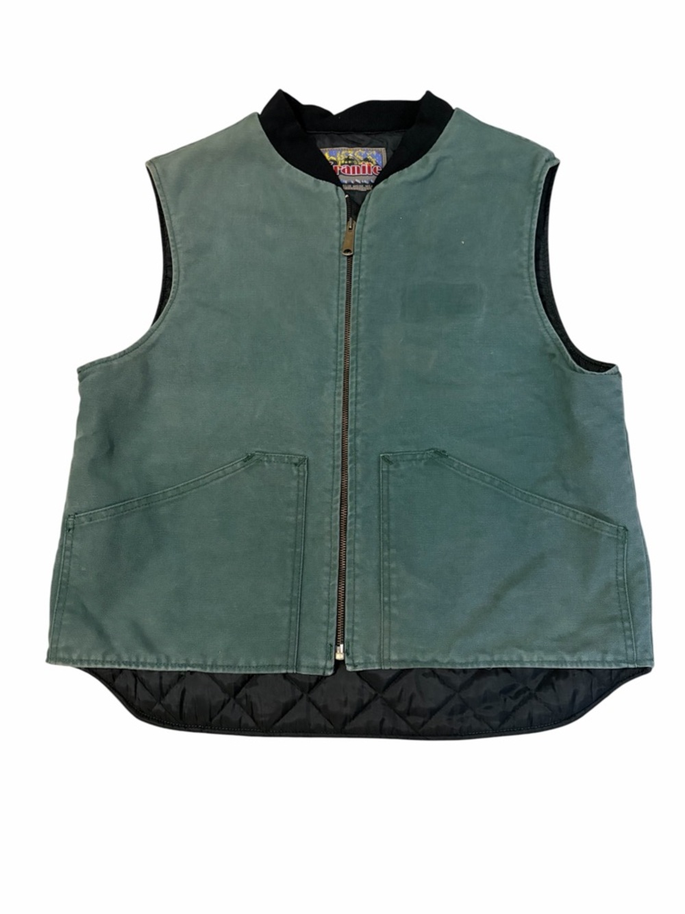 VTG Granite Brand Canvas Quilt Lined Work Vest Mens Large Green 90s Outdoor READ